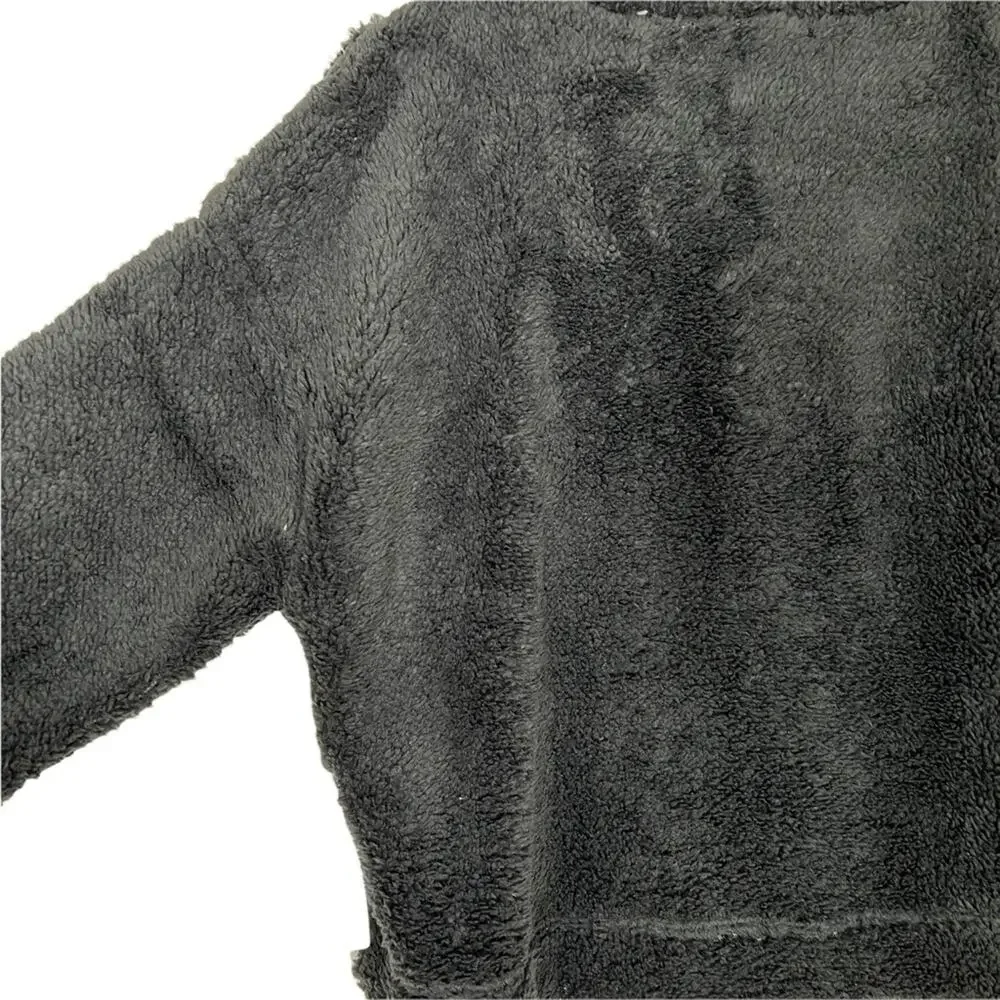 NWT NEW ABOUND Nordstrom Fuzzy Fleece half zip Pullover in Black - Picture 5 of 10